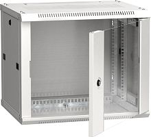 ITK Шкаф настенный LINEA W 9U 600х450мм дверь стекло RAL 7035 | код LWR3-09U64-GF | IEK